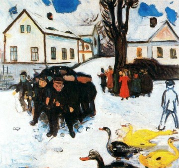 la rue du village 1906 Edvard Munch Peinture à l'huile